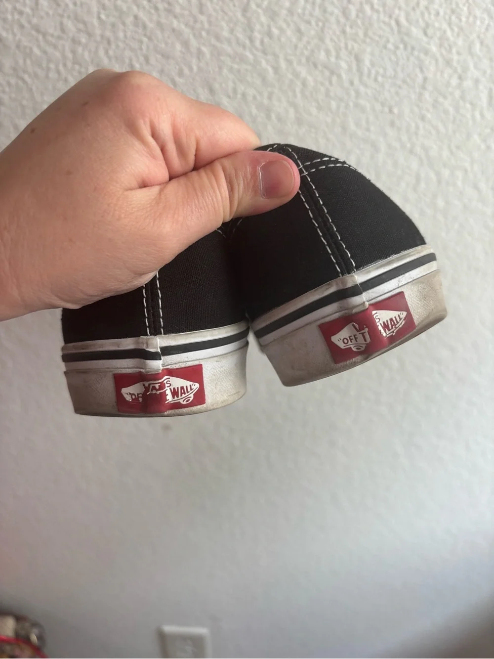 Vans Canvas Sneakers Black White Low Top Womens Size 10.5